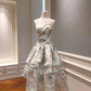Print Floral A Line Straps Layered Chiffon Prom Dress Outfits SH5156