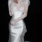 Classic Mermaid Long Sleeve White Lace Satin Long Wedding Dress SH5968
