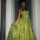 Stunning Green A Line Spaghetti Strap Corset Sequin Long Prom Dress Evening Dress SH3543