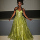 Stunning Green A Line Spaghetti Strap Corset Sequin Long Prom Dress Evening Dress SH3543