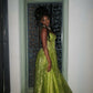Stunning Green A Line Spaghetti Strap Corset Sequin Long Prom Dress Evening Dress SH3543