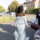 Simple Elegant Sheath Long Sleeve White Satin Long Wedding Dress SH5284