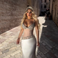 Glamorous Mermaid Spaghetti Strap Shiny Rhinestone Satin Prom Dress SH8541