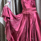 Vintage Red Mermaid Spaghetti Straps Embroidered Beaded Satin Graduation Prom Dress SH5263