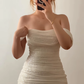 Beautiful Sheath Off the Shoulder White Sequin Short Prom Dress Homecoming Dress Outfits SH6855