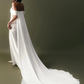 Beautiful Sheath Off the Shoulder Corset White Satin Long Train Wedding Dress SH7152