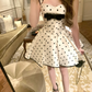 Cute A Line Strap Bow Polka Dot Satin Short Homecoming Dress Cocktail Dress SH3087