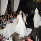 Vintage Ivory Ball Gown Strapless Layered Chiffon Satin Lace Prom Dress Wedding Dress SH5448