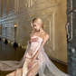Light Pink Sheath Strapless Satin Tulle Prom Dress Evening Dress Date Dress SH4902