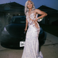 Black Girl Prom Dress White Sequin Prom Dresses for Juniors | Sexy V-neck Mermaid Evening Gowns SH6111