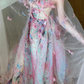 Sweety Pink Ball Gown Print Floral Chiffon Prom Dress Quinceanera Dress SH7168