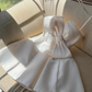 Pretty Ivory A Line Spaghetti Straps Bow Satin Short Homecoming Dress Outfits SH6222