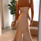 Romantic Mermaid Strapless Satin Slit Prom Dress Party Evening Dress SH5710