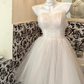 White Ball Gown Sweetheart Neck Beaded Tulle Short Homecoming Dress Birthday Dress SH3858