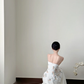 Elegant Floral A Line Spaghetti Strap White Satin Long Prom Dress Formal Dress 16th Birthday Dress SH3961