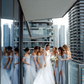 Gentle Sheath Off the Shoulder Blue Chiffon Long Prom Dress Bridesmaid Dress with Slit SH2615
