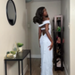 White Sheath Off the Shoulder Floral Satin Prom Dress Evening Dress with Slit SH4768