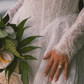 White A Line Strapless Exquisite Lace Long Train Wedding Dress SH7344