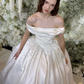 Pretty Ball Gown Off the Shoulder Exquisite Pearl Rhinestone Satin Wedding Dress SH5277