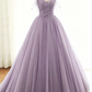 sage green tulle long ball gown with spaghetti straps, sage green sweet 16 dress prom gown P6154