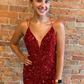 Sheath Royal Blue Sequins Short Homecoming Dress with Criss Cross Back SH698