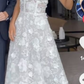 White Lace Applique Long Prom Dress Wedding Dress SH954