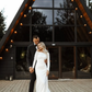 Classic Mermaid Long Sleeve White Satin Long Train Wedding Dress SH6024