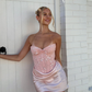 Chic Sheath Sweetheart Light Pink Corset Homecoming Dress with Criss Cross Back SH7451