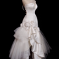 Mermaid Halter White Floral Ruffle Satin Tulle Wedding Dress SH4710
