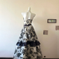 Vintage Black Print Floral A Line Chiffon Prom Dress Party Evening Dress SH5691
