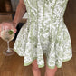 Modern Sheath Strapless Green Floral Printed Corset Homecoming Dress SH7534