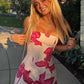Trendy A Line Strapless Pink Printed Short Homecoming Dress SH7485