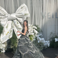 Stunning Ball Gown Strapless Layered Pearl Black Satin Prom Dress 18th Birthday Dress SH4925