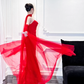 Charming Red Mermaid Strapless Pleated Satin Long Prom Dress Party Dress SH4688