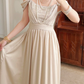 Pretty A Line Spaghetti Straps Beaded Satin Long Prom Dress Evening Dress SH6053