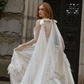 Vintage Ivory A Line Straps Lace Appliques Satin Long Wedding Dress SH6095