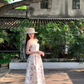 Purple Print Floral A Line Strapless Satin Long Prom Dress Party Dress Birthday Dress SH3756