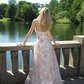 Beautiful A Line Strapless Sequin Floral White Tulle Long Prom Dress Date Dress SH6507