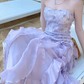 French Purple Ruffled Chiffon Strapless Prom Dress Summer SH6251