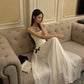 New A Line Spaghetti Strap White Tulle Long Prom Dress Evening Dress SH8775