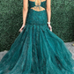 Green Mermaid Lace Applique Long Prom Dress Elegant Evening Dress SH821
