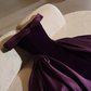 Elegant Purple A Line Off the Shoulder Velvet Satin Long Prom Dress Evening Dress SH6746