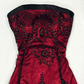 Black Appliques A Line Strapless Black Tulle Burgundy Satin Short Homecoming Dress Birthday Dress Outfits SH3540