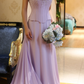 Lilac A Line Sweetheart Neck Beaded Satin Chiffon Long Prom Dress Evening Dress SH2370