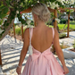 Pink A Line Straps Satin Short Homecoming Dress Cocktail Dress with Bow SH3252