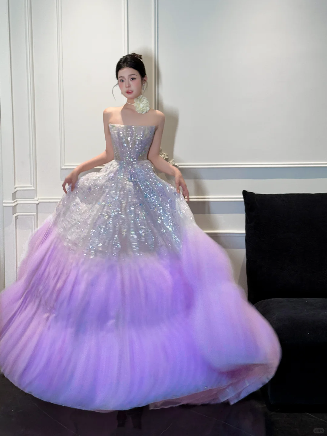 Stunning Ball Strapless Sequin Purple Tulle Long Prom Dress Party Dress SH4689