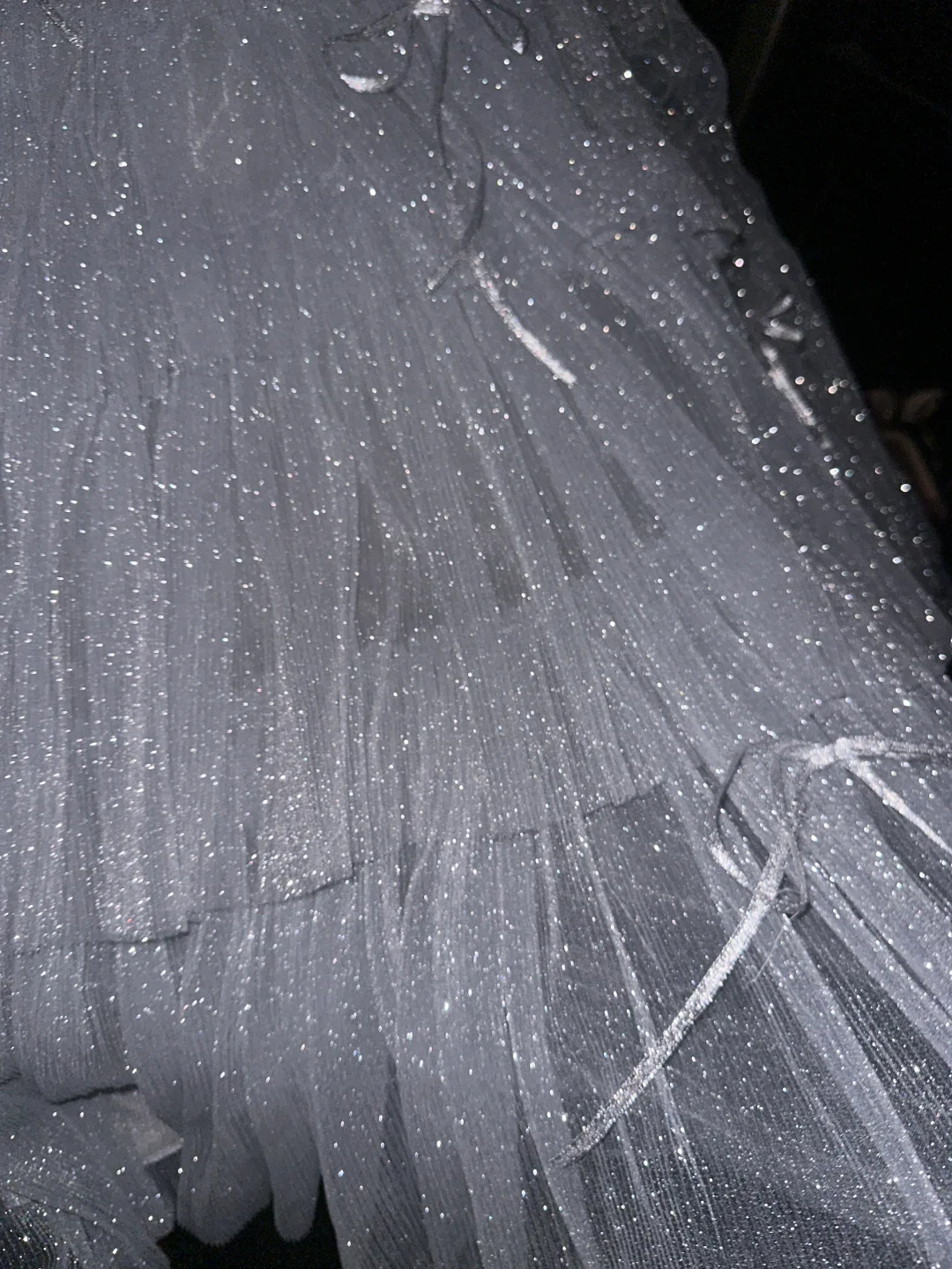 Shiny A Line Strapless Layered Sequin Tulle Long Prom Dress Evening Dress with Bow SH3161