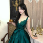 Elegant A Line Spaghetti Straps Emerald Lace Satin Short Homecoming Dress Outfits SH6236