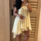 Blue A Line Halter Flowy Chiffon Short Homecoming Dress Outfits SH5742