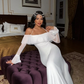 Romantic A Line Long Sleeve White Tulle Prom Dress SH5566